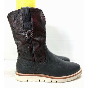 Lucchese Ridgeline Exotic Pullon Boots Ostrich Leather Vi-Lite Vibram Mens 11.5W